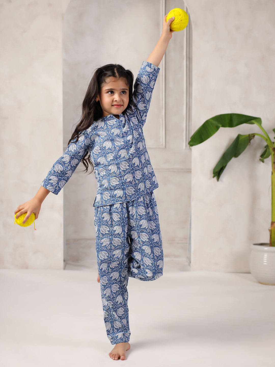 Floral Printed Night Suit Set for Kids - SanskrutiHomes