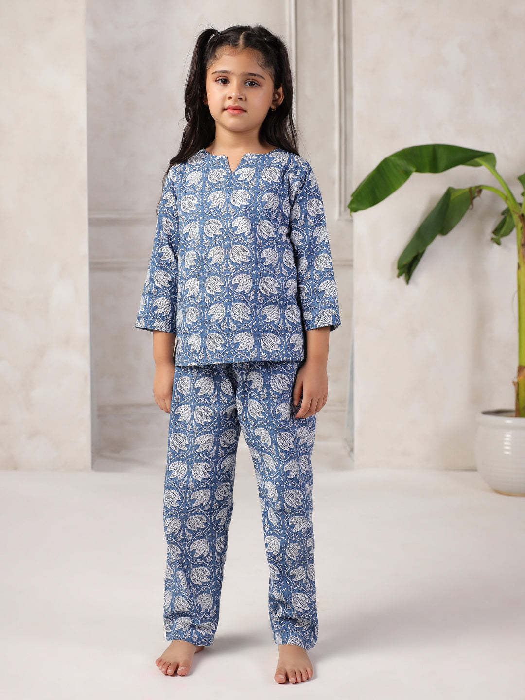 Floral Printed Night Suit Set for Kids - SanskrutiHomes