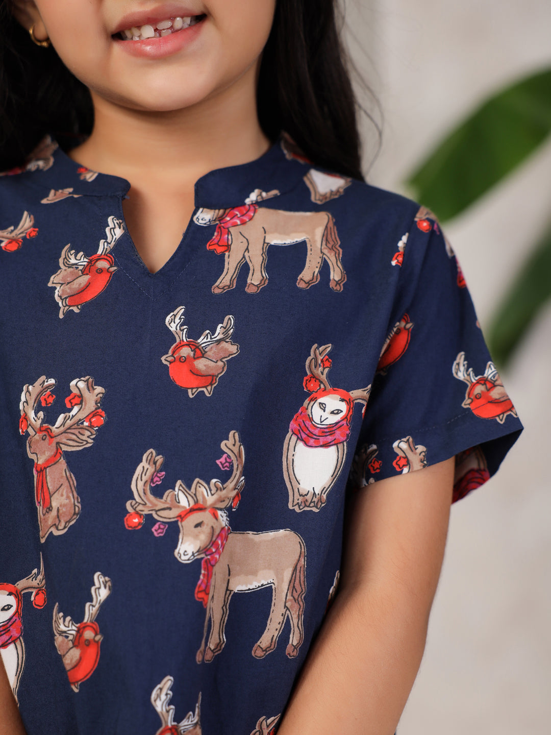Blue Printed Cotton Night Suit for Kids