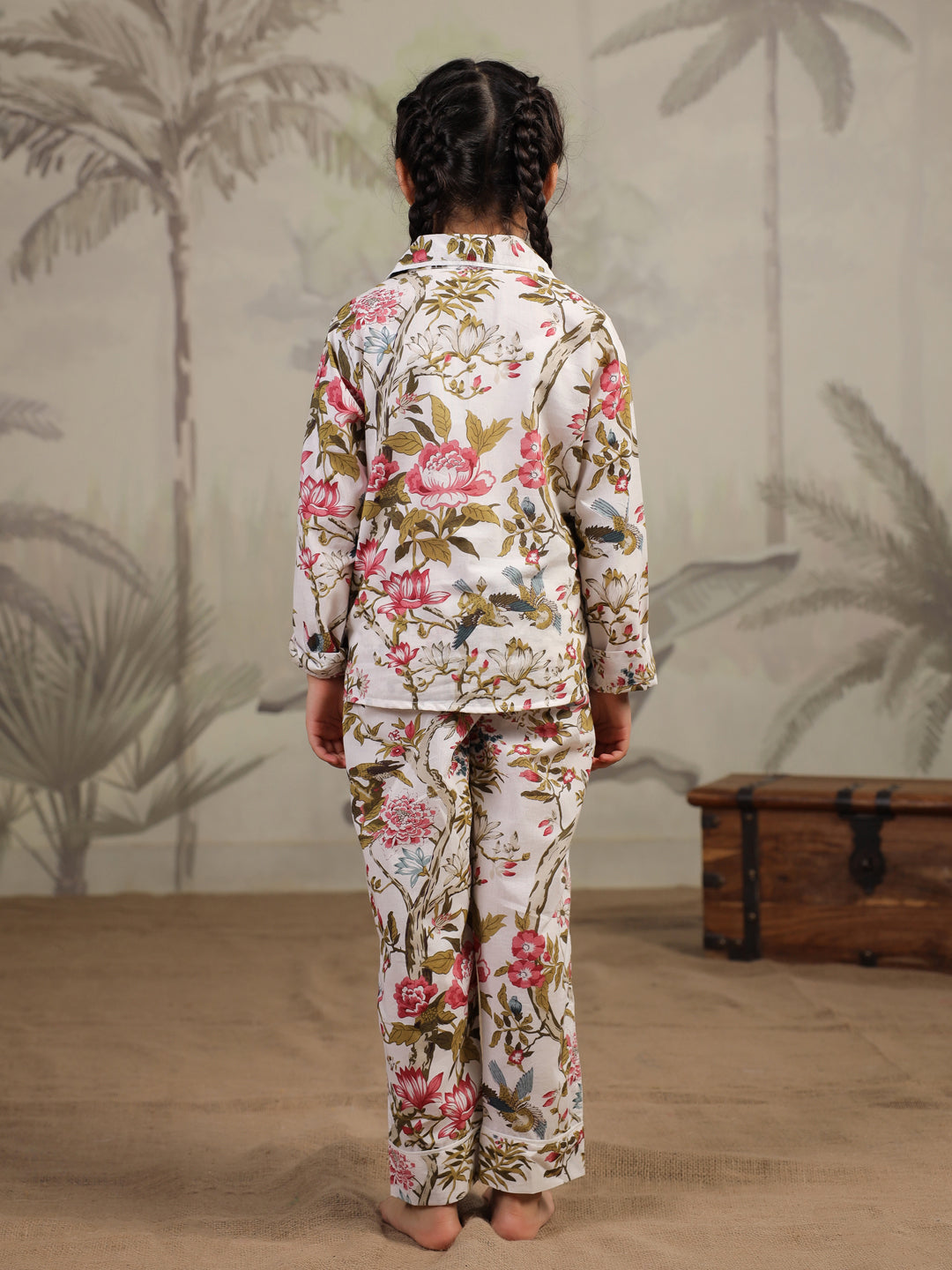 Multicolor Flower Printed Cotton Night Suit Set