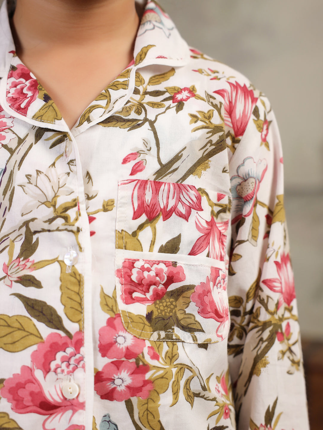Multicolor Flower Printed Cotton Night Suit Set