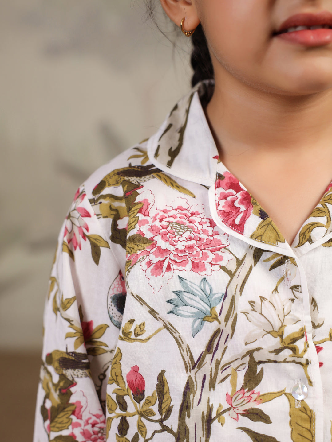 Multicolor Flower Printed Cotton Night Suit Set