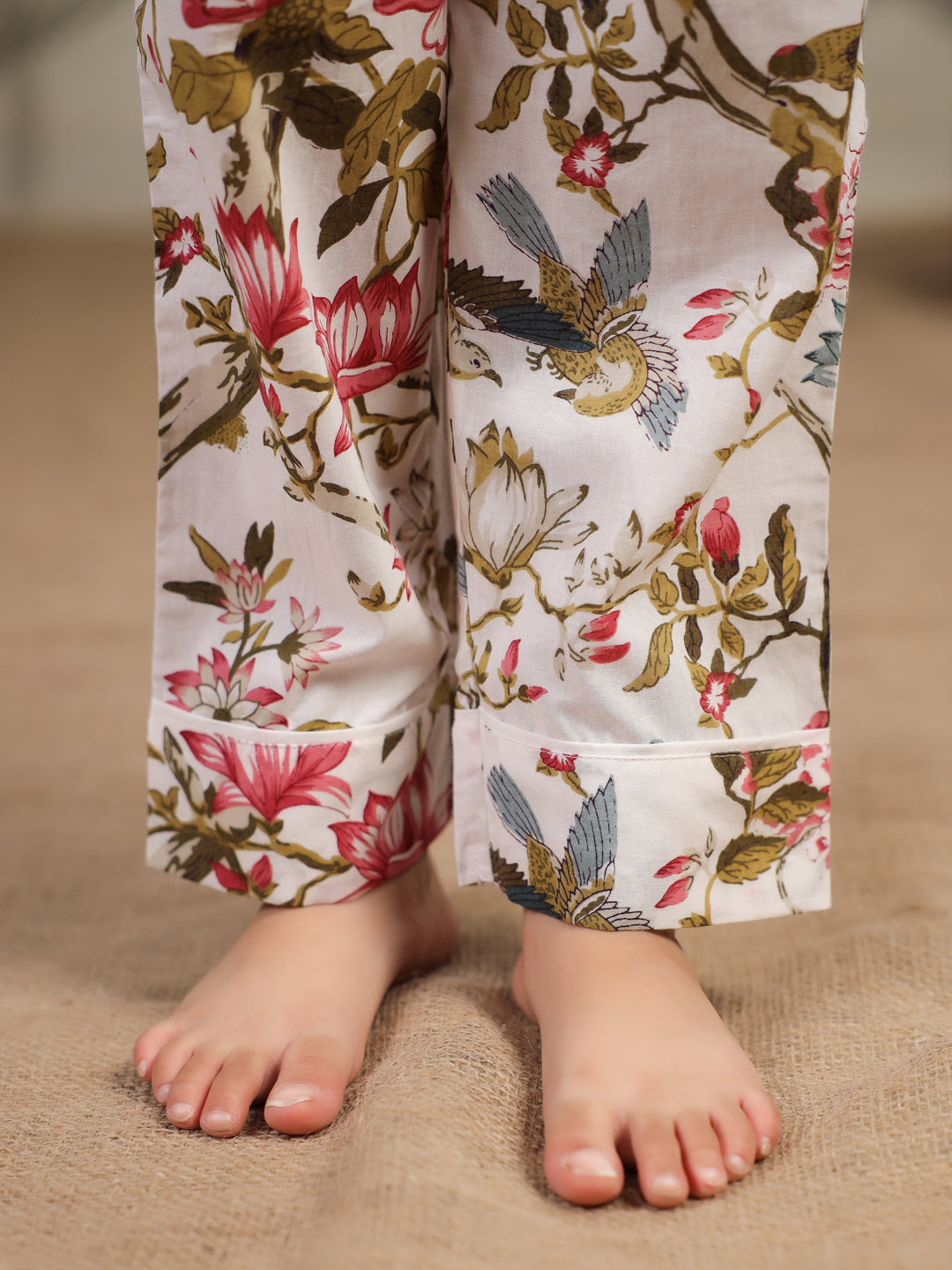 Multicolor Flower Printed Cotton Night Suit Set