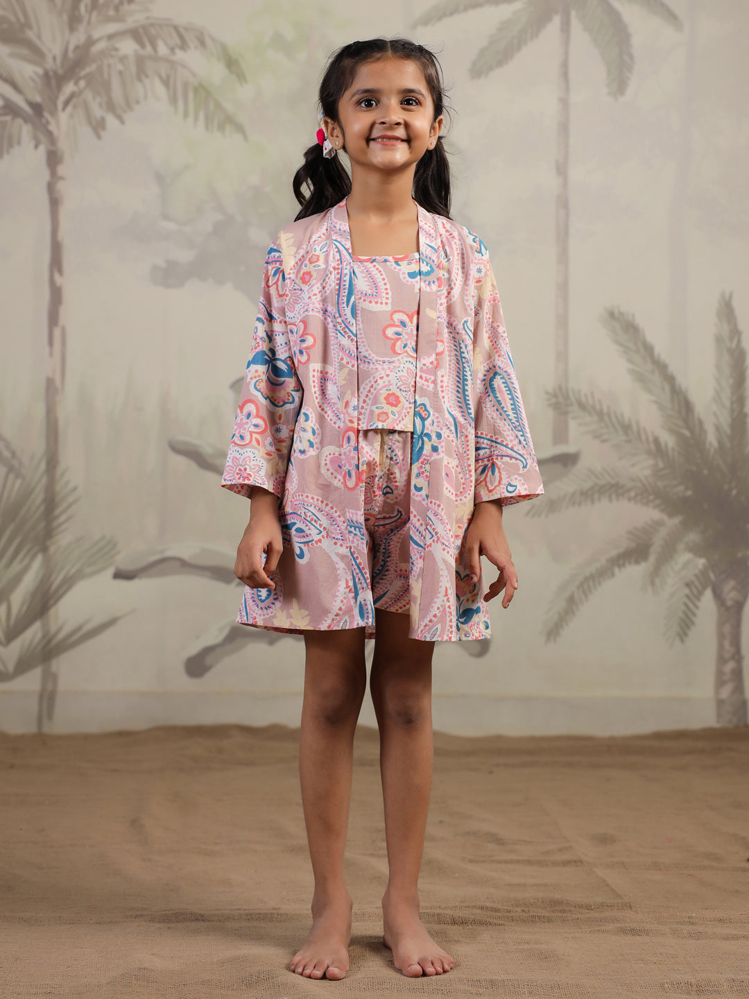 Set of 3 Floral Cotton Night Suit for Kids