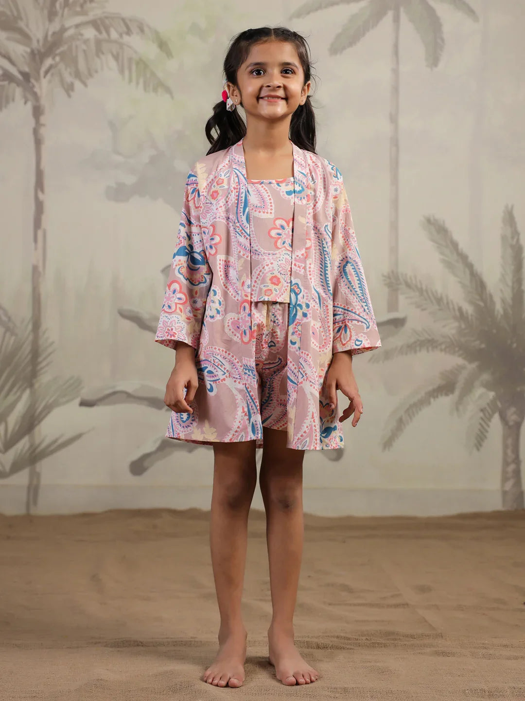 Set of 3 Floral Cotton Night Suit for Kids - SanskrutiHomes