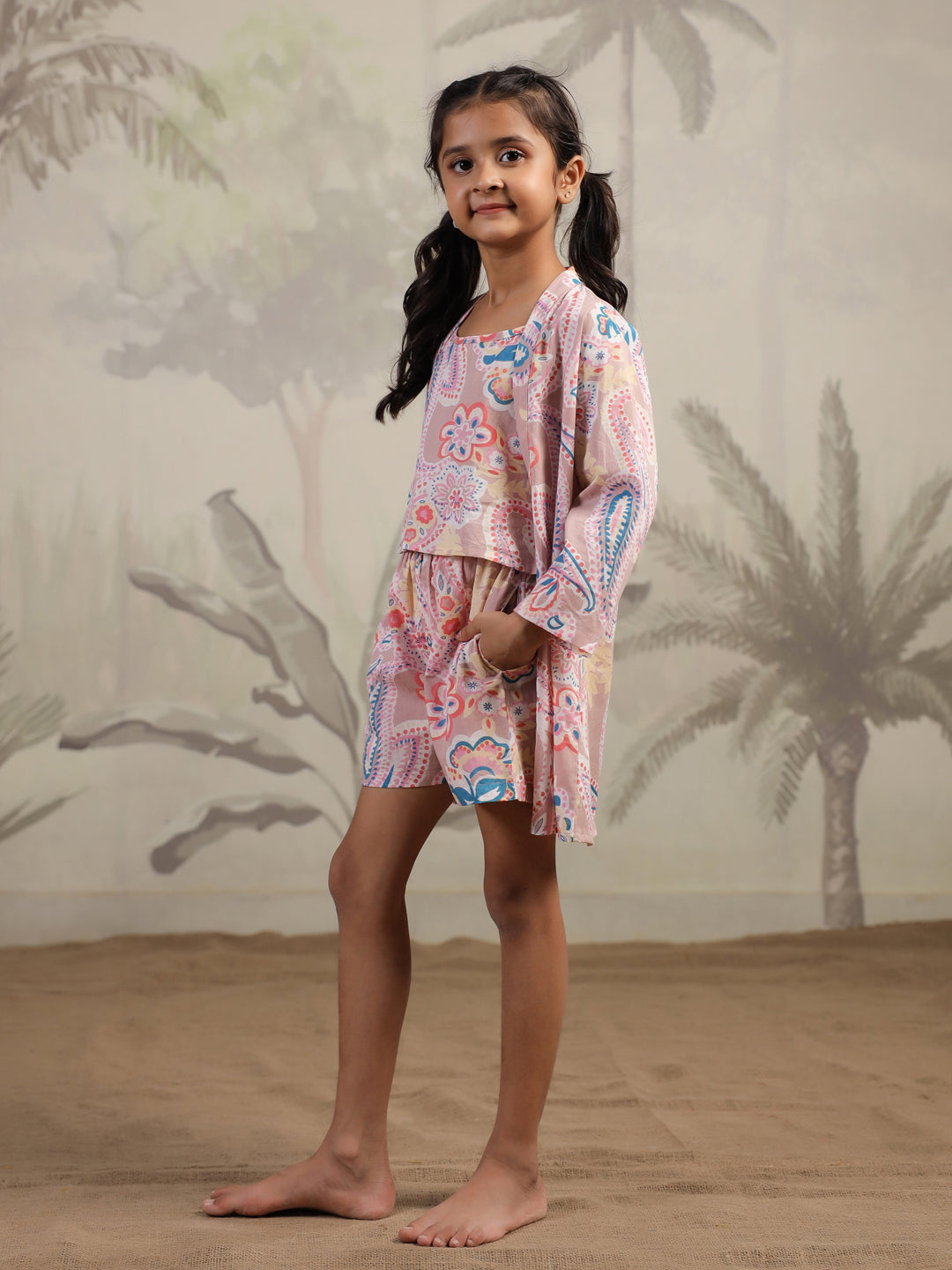 Set of 3 Floral Cotton Night Suit for Kids - SanskrutiHomes