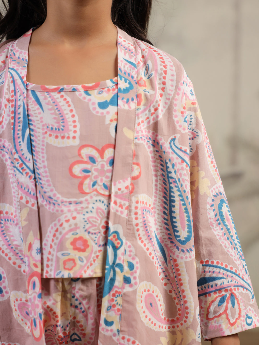 Set of 3 Floral Cotton Night Suit for Kids