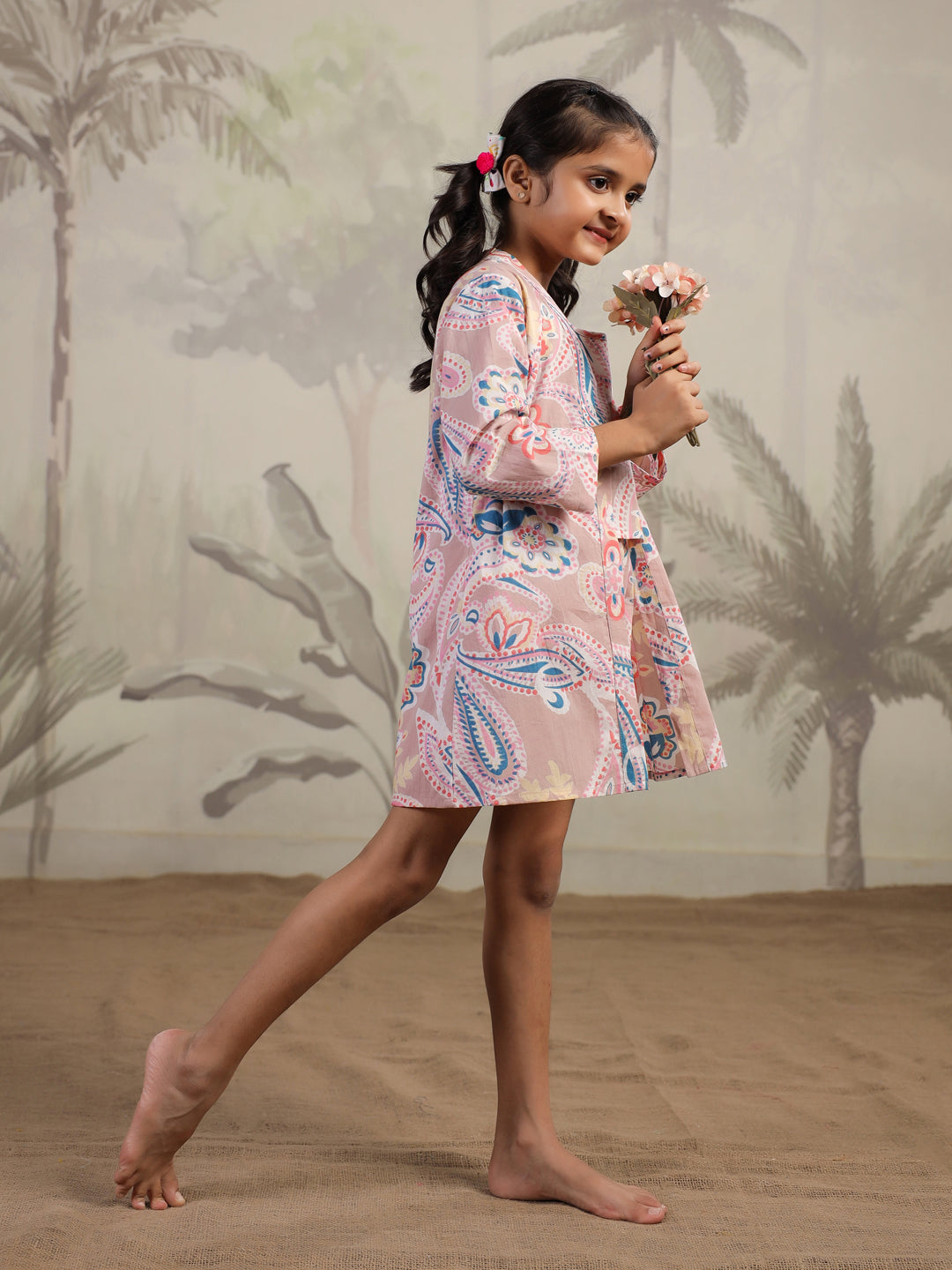 Set of 3 Floral Cotton Night Suit for Kids