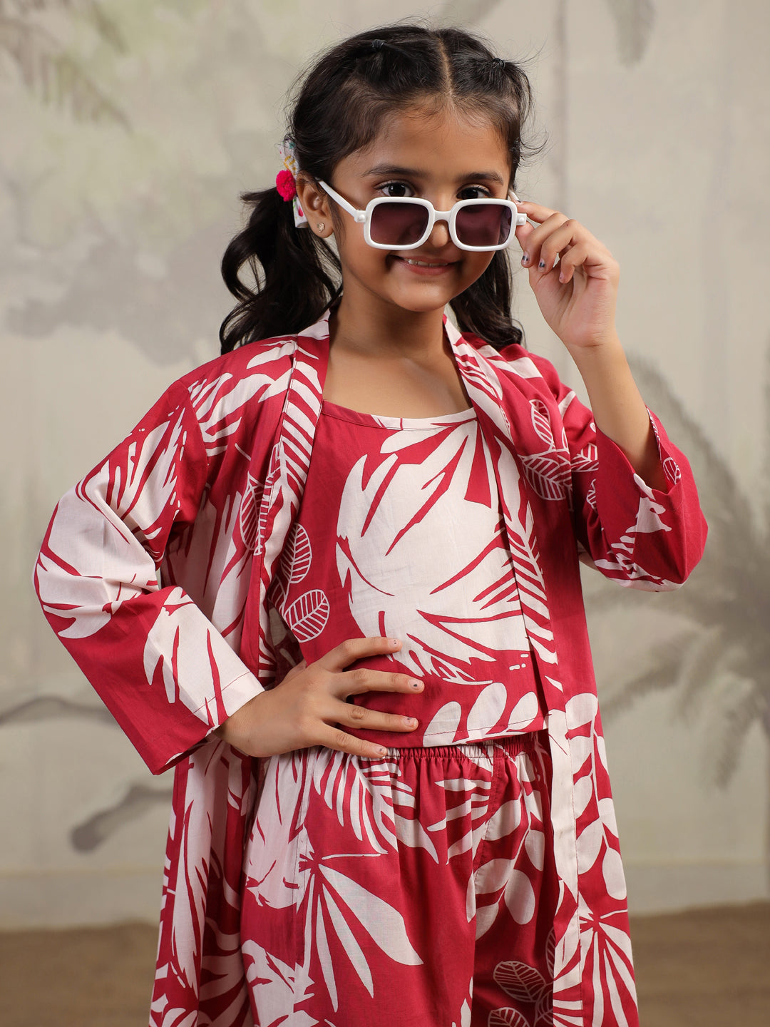 Set of 3 Floral Cotton Night Suit for Kids