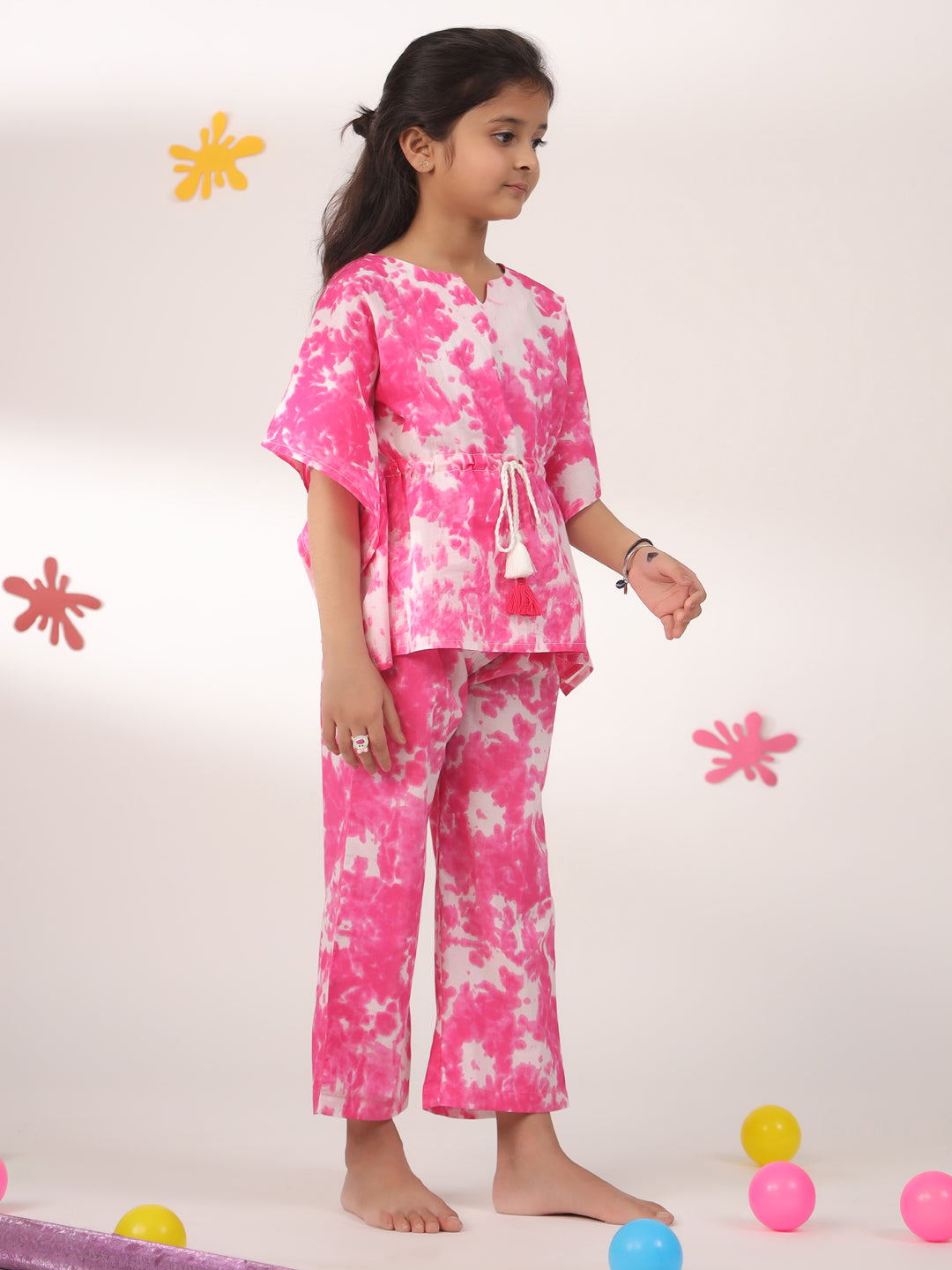 Kids Pure Cotton Pink Colour Printed Night suits - SanskrutiHomes