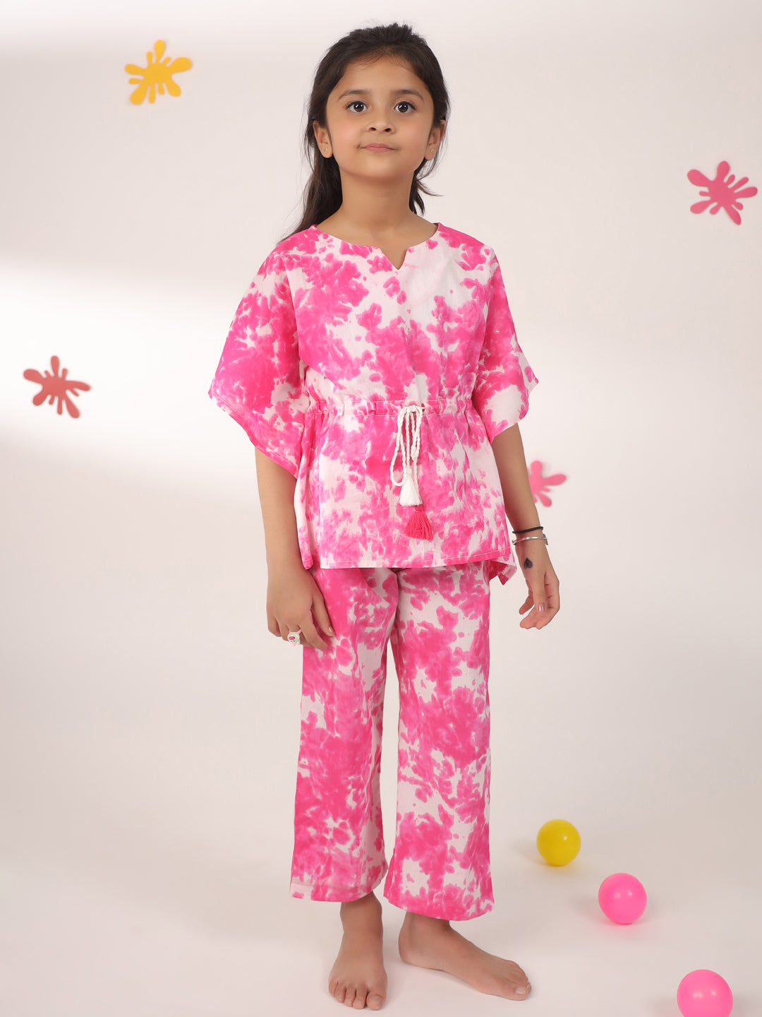 Kids Pure Cotton Pink Colour Printed Night suits - SanskrutiHomes