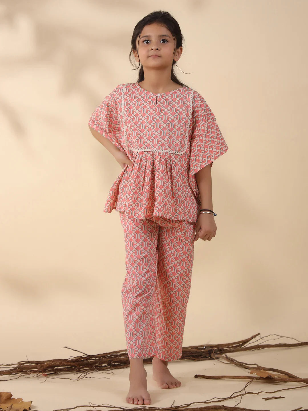 Kids Pure Cotton Rust Colour Printed Night suits - SanskrutiHomes