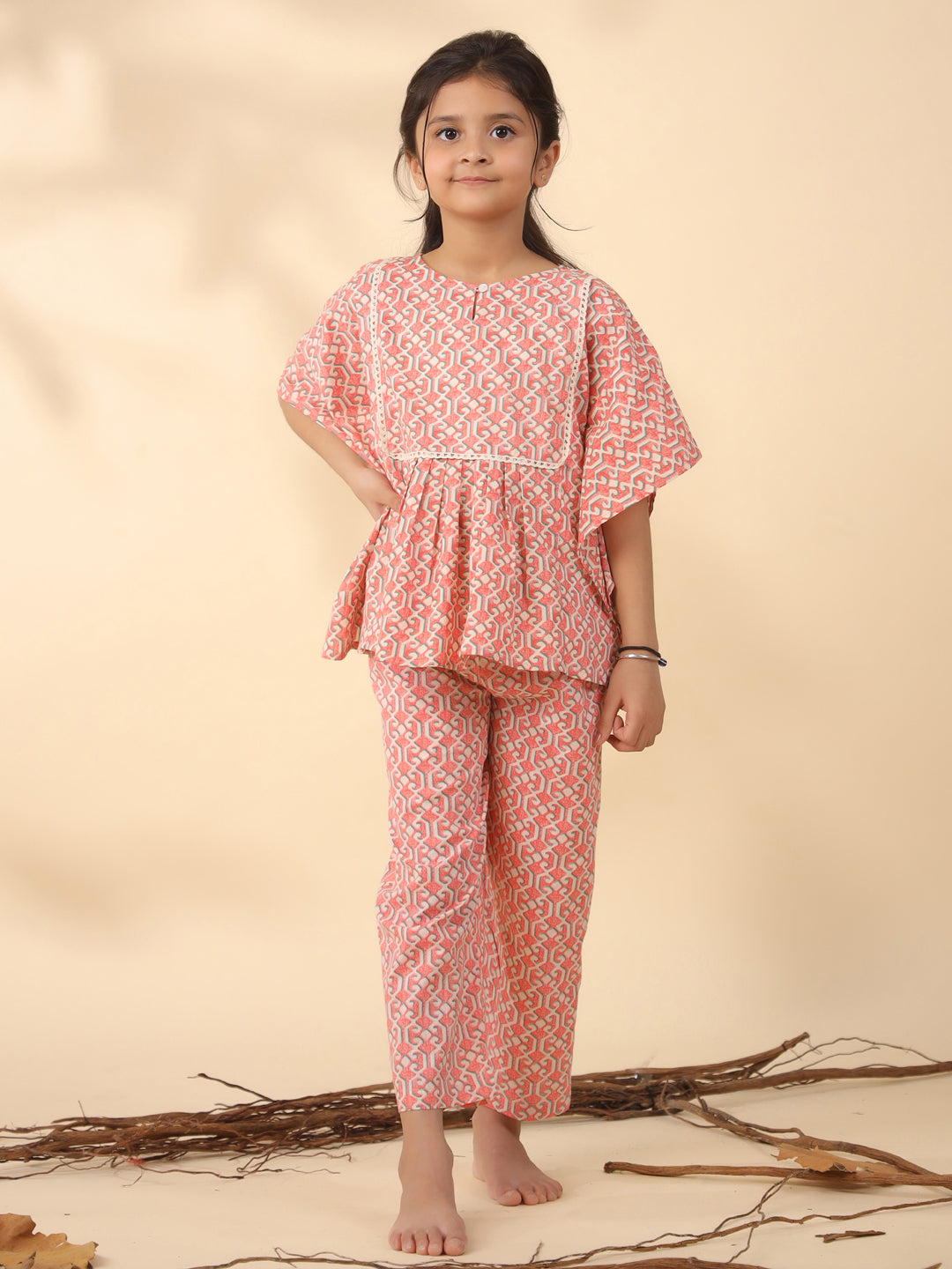 Kids Pure Cotton Rust Colour Printed Night suits - SanskrutiHomes
