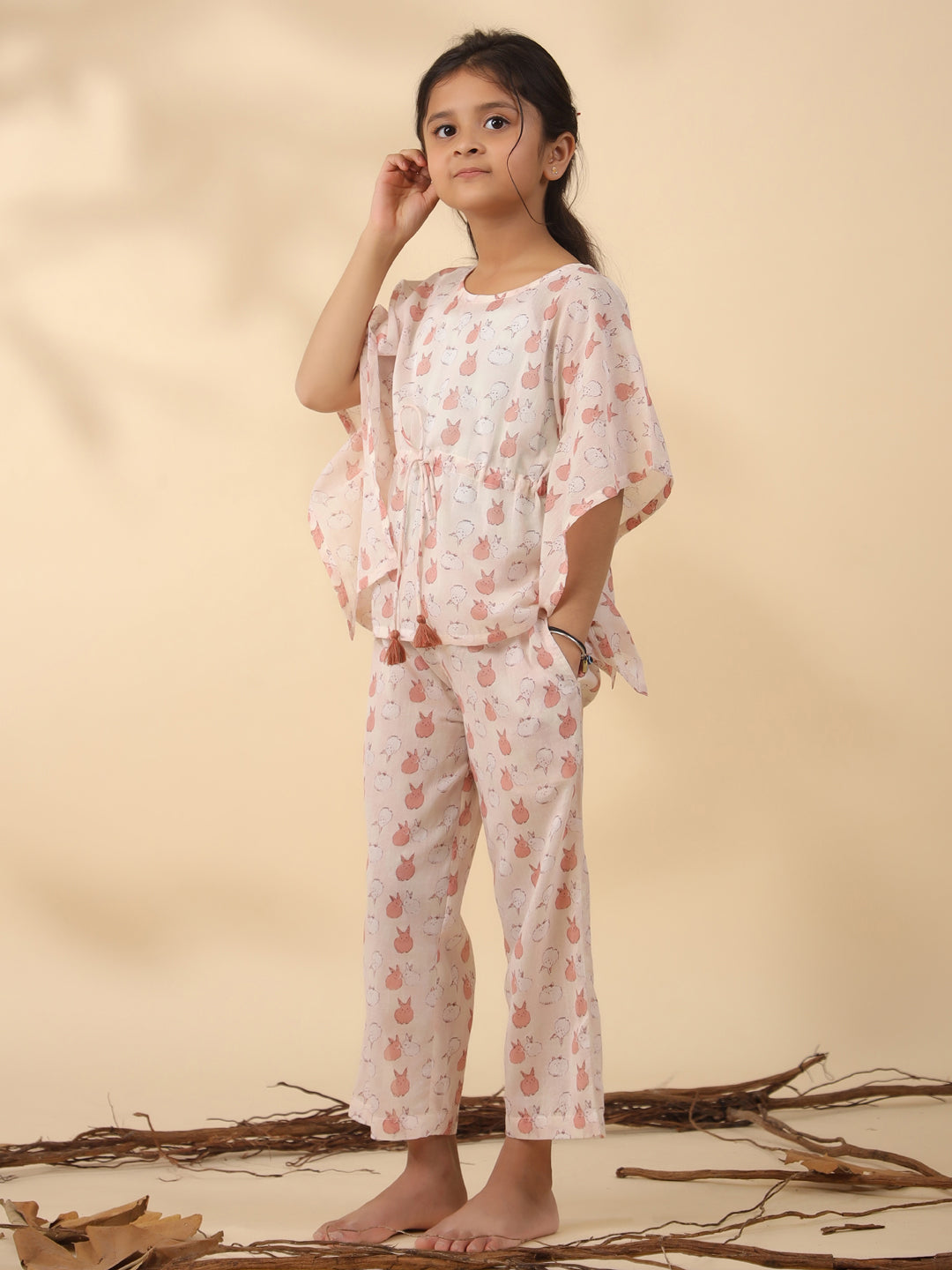 Rabbit Printed Cotton Night Suit for Kids