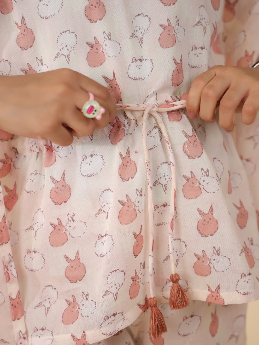 Rabbit Printed Cotton Night Suit for Kids