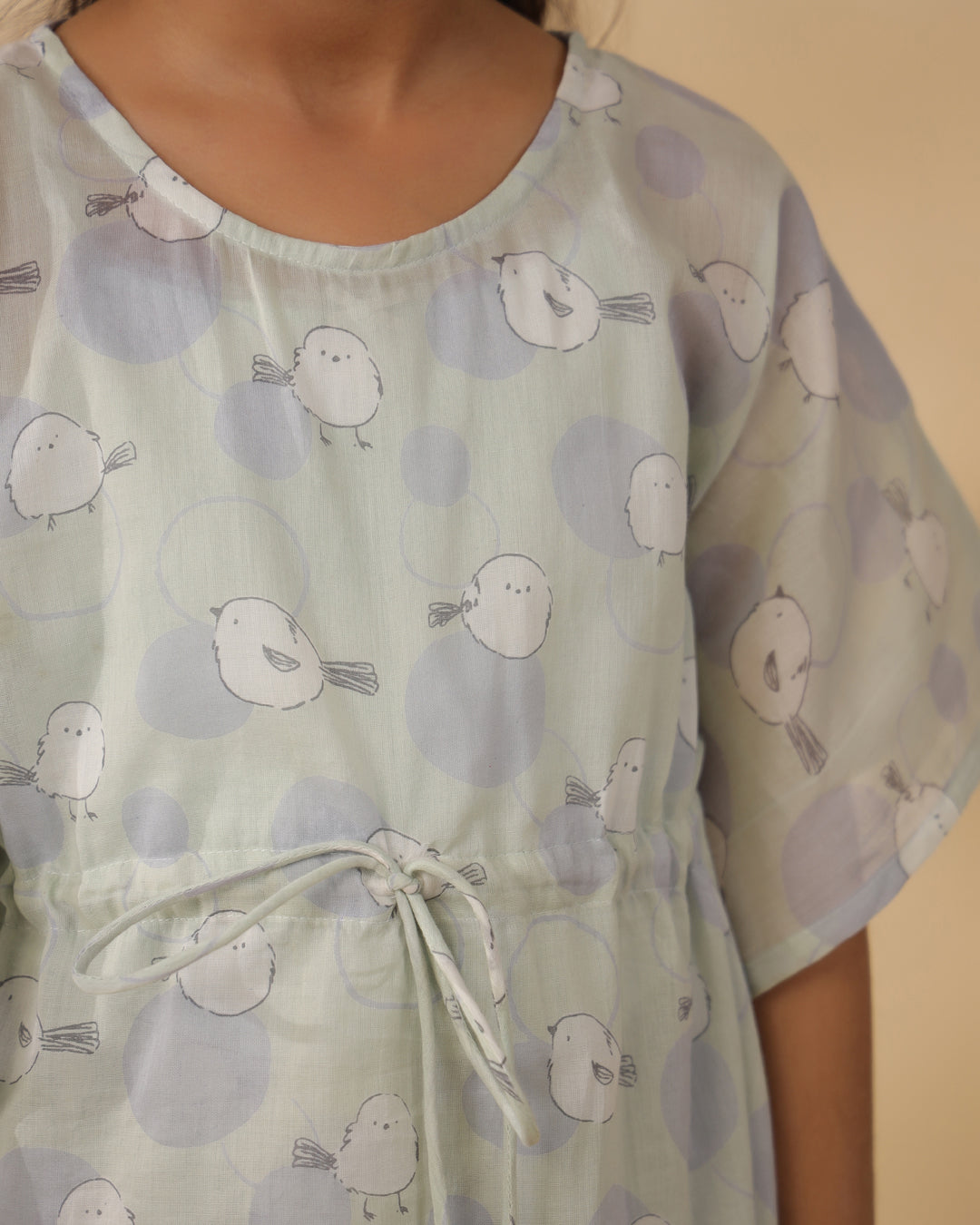 Printed Cotton Kaftan Night Suit For Kids