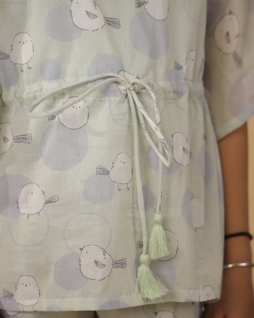 Printed Cotton Kaftan Night Suit For Kids