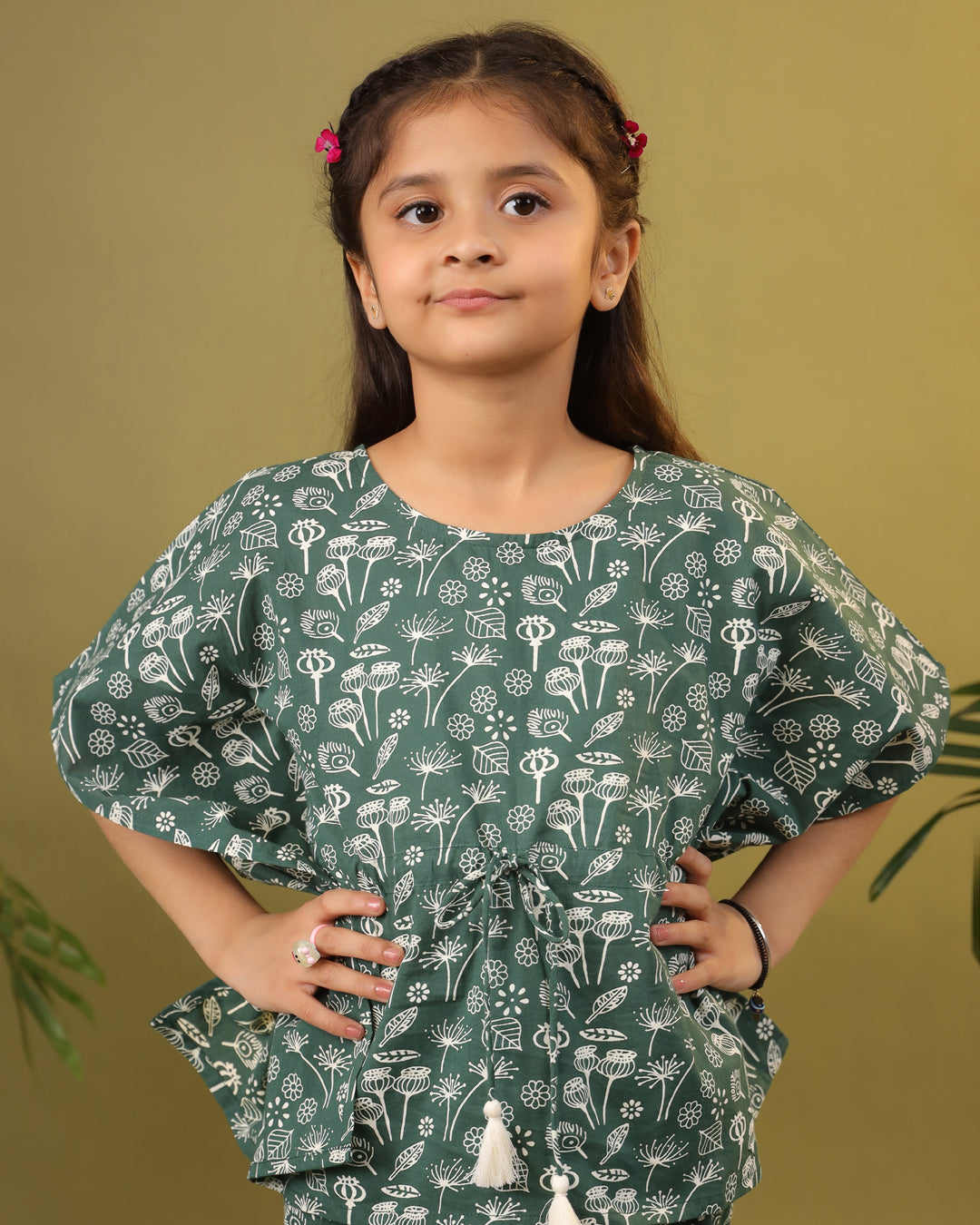 Kids Pure Cotton Green Colour Printed Night suits - SanskrutiHomes