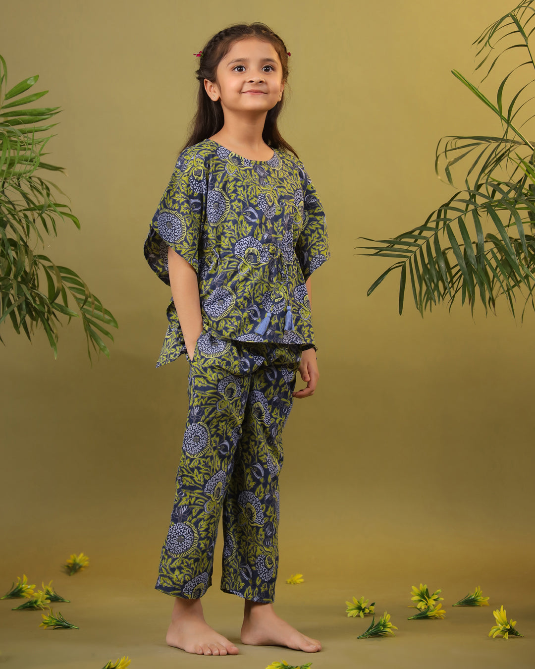 Kids Pure Cotton Green Colour Printed Night suits