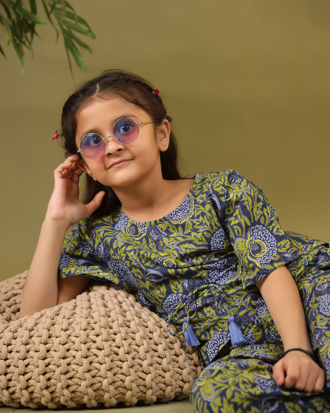 Kids Pure Cotton Green Colour Printed Night suits