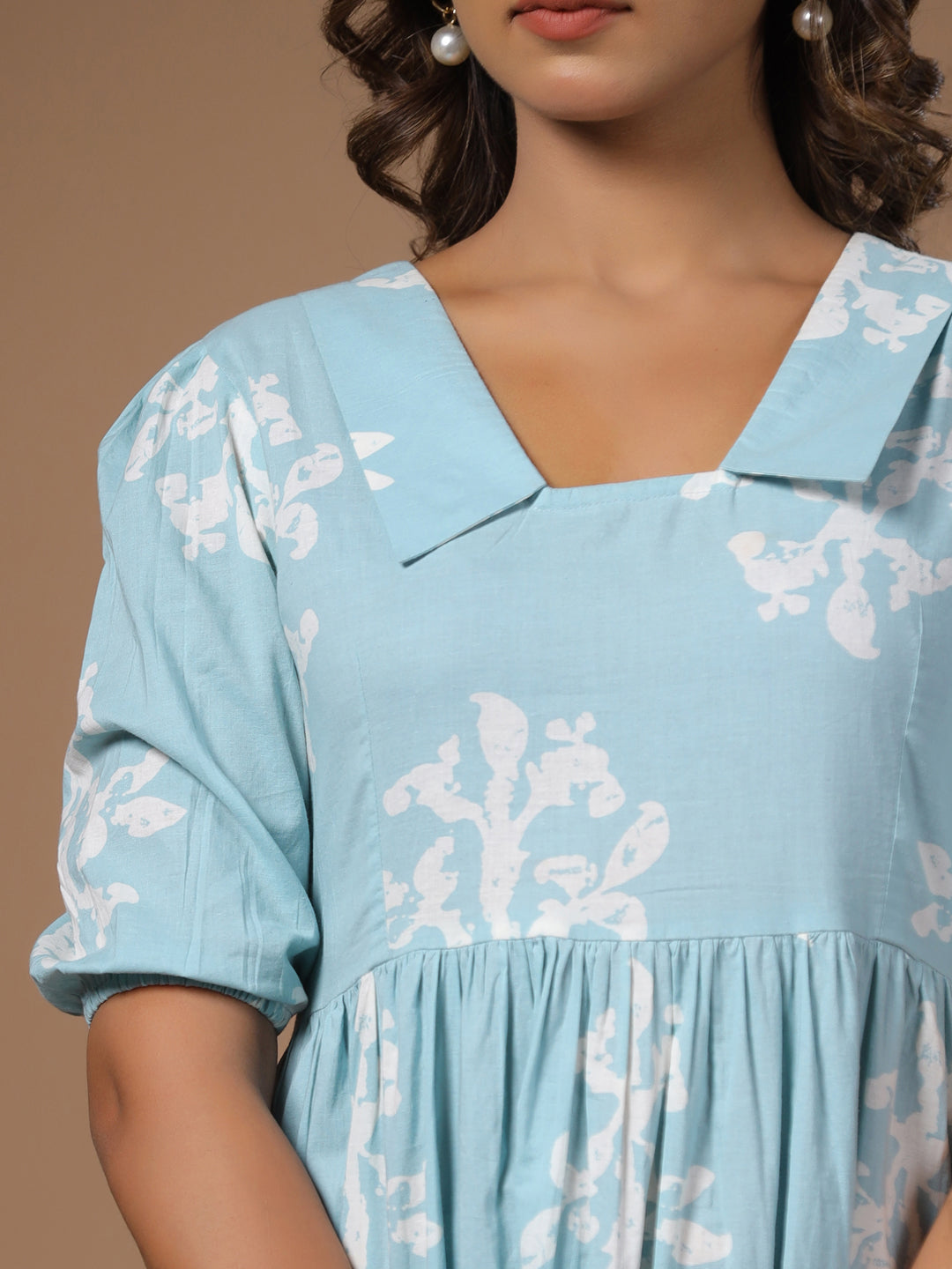 Women Blue Printed Ethnic Dress