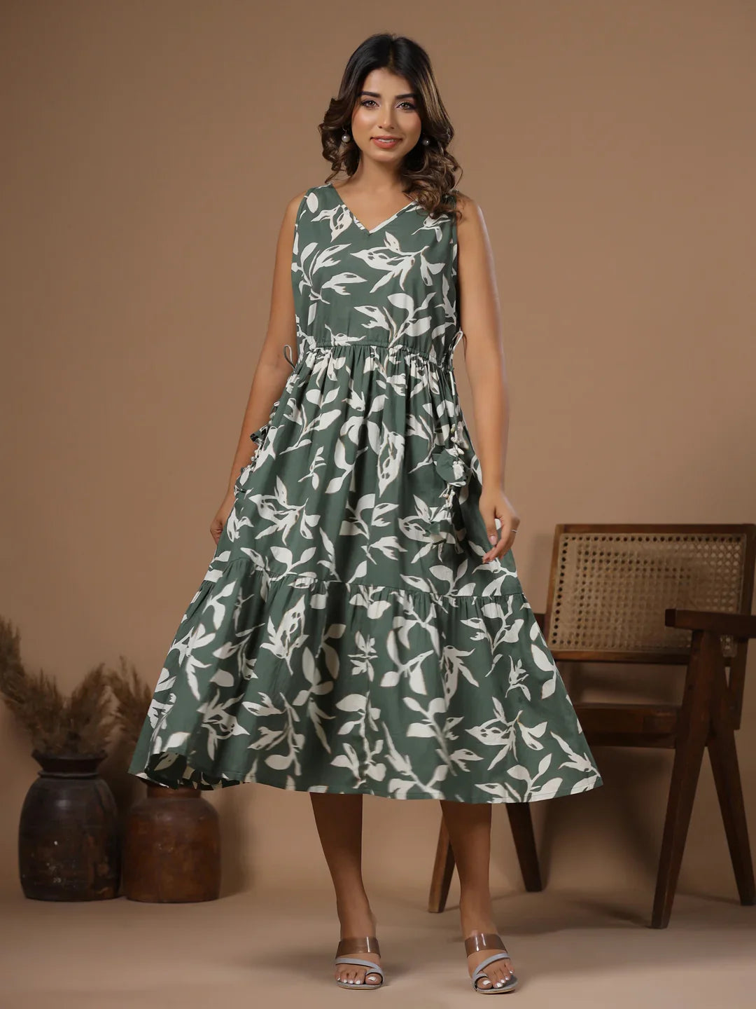 Floral Printed Ethnic Dress - SanskrutiHomes