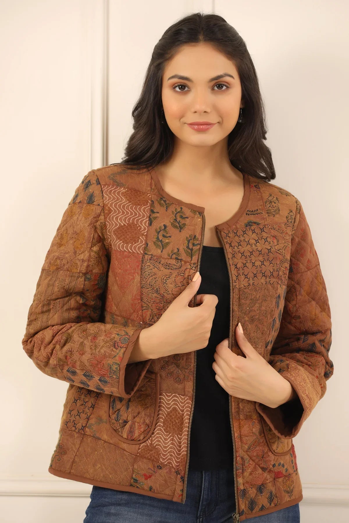 Printed women quilted jacket - SanskrutiHomes