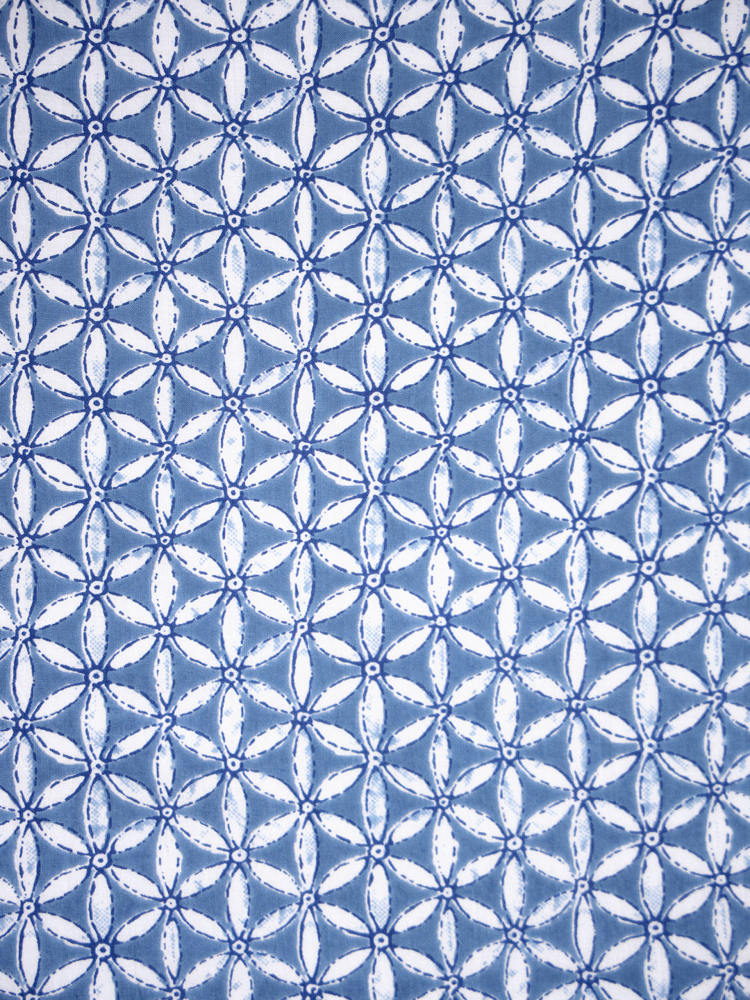 Indigo cotton screen printed fabric