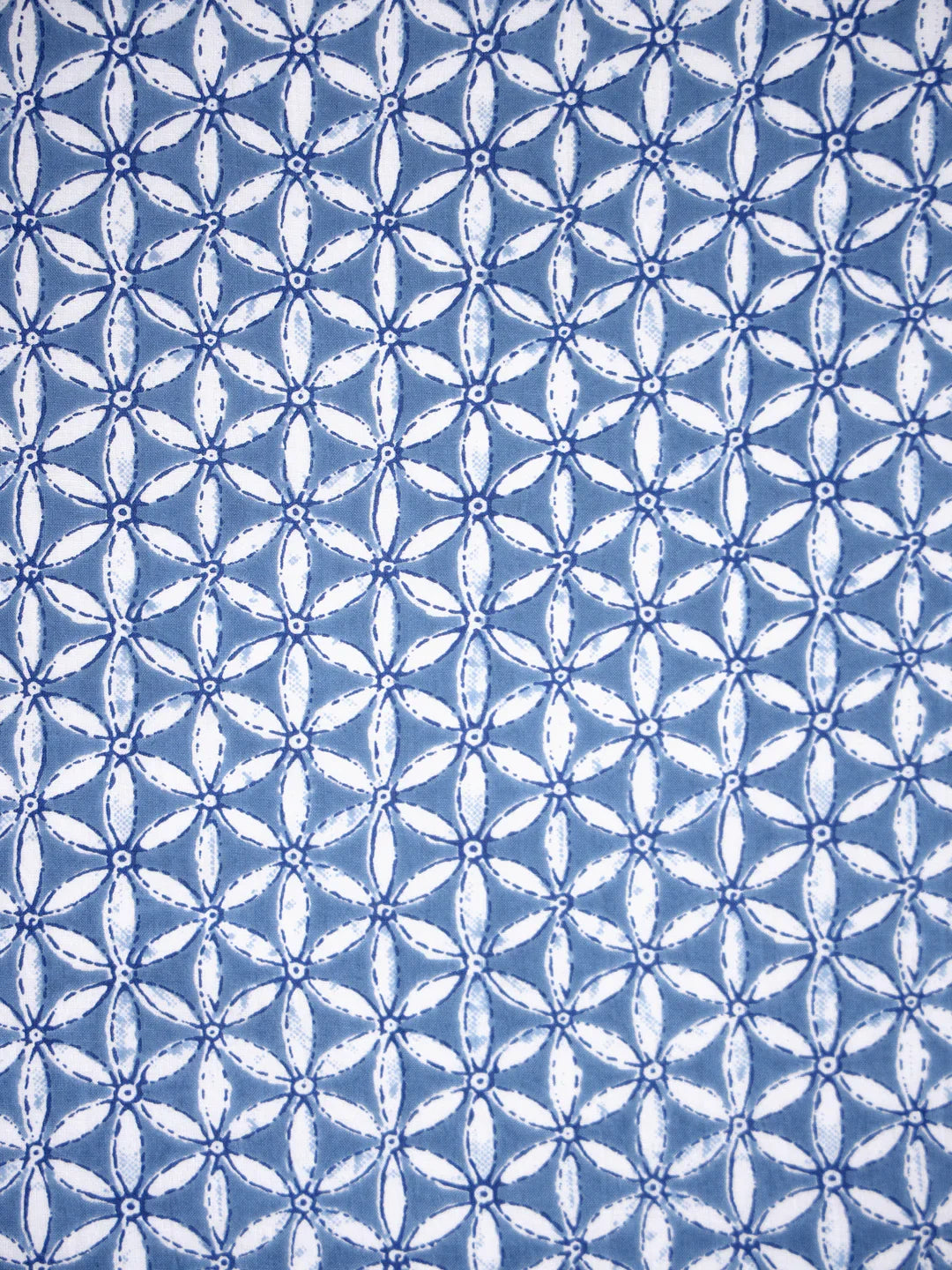 Indigo cotton screen printed fabric - SanskrutiHomes