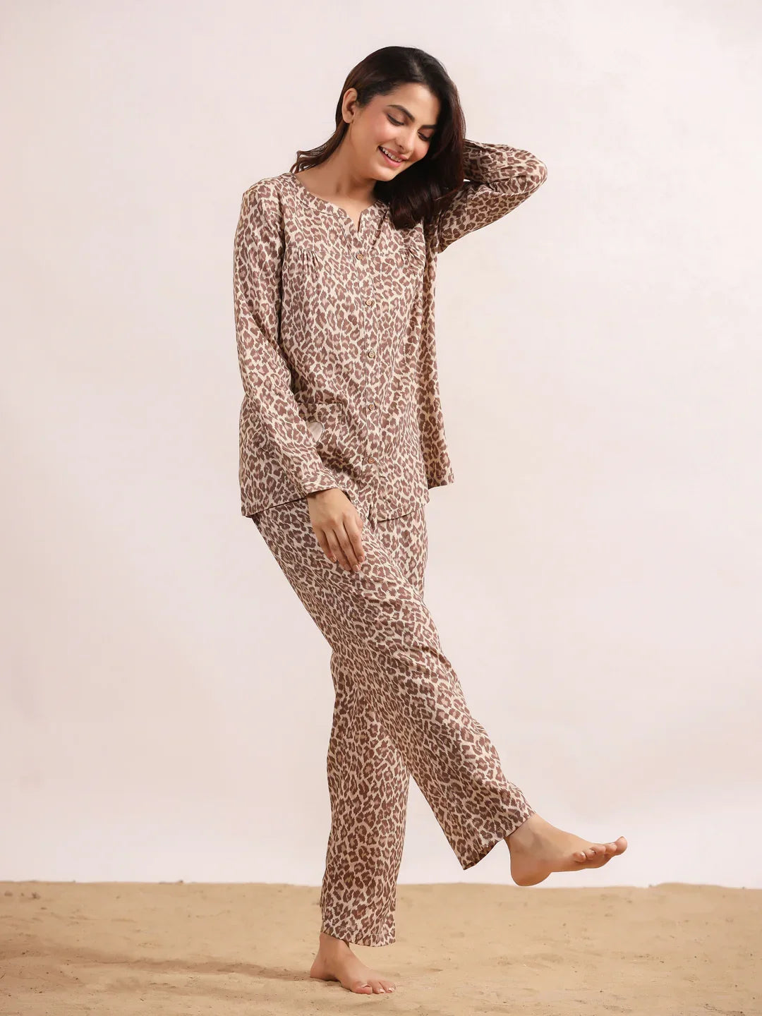 Panther print Viscose Night suits - SanskrutiHomes