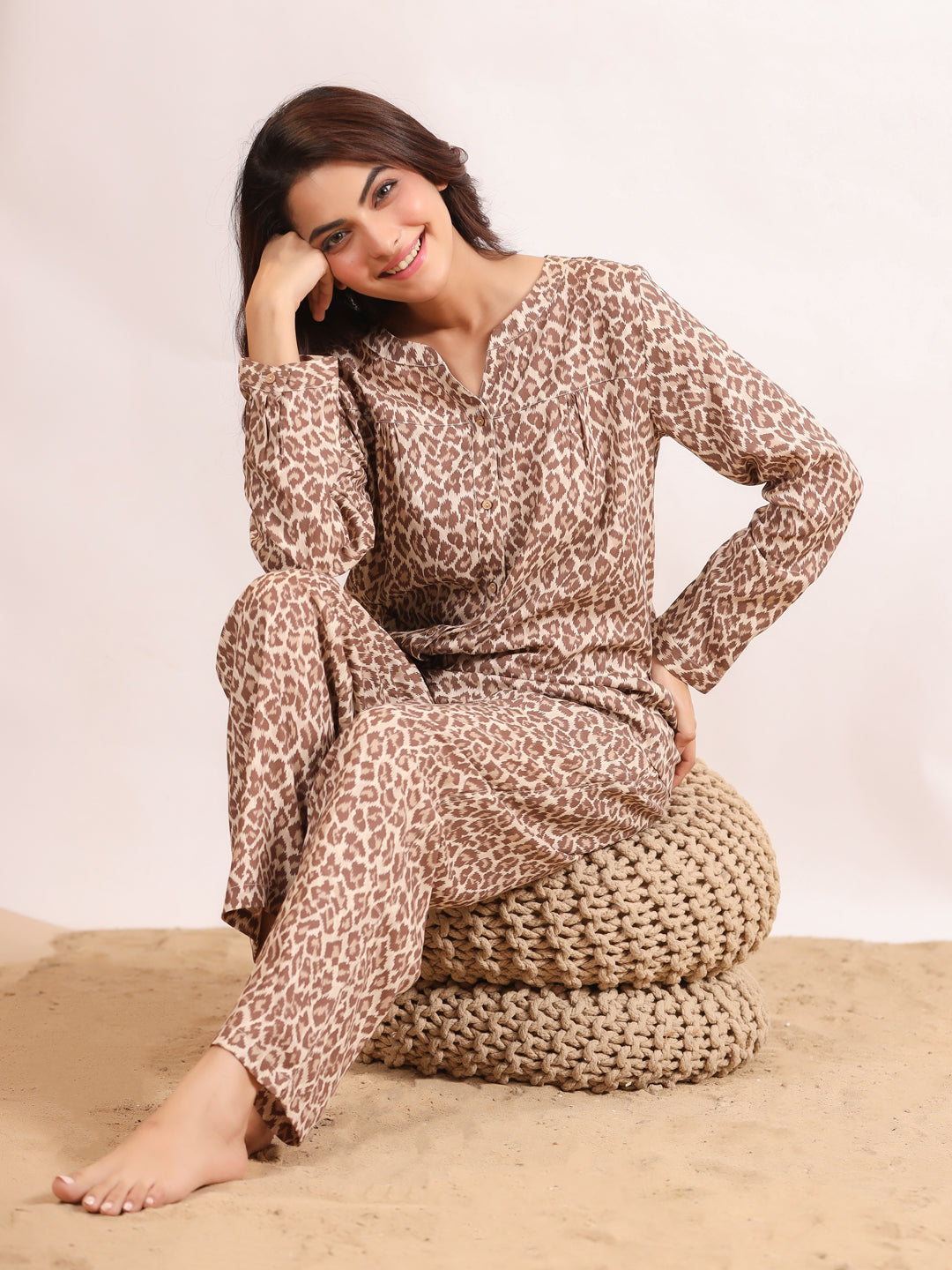 Panther print Viscose Night suits