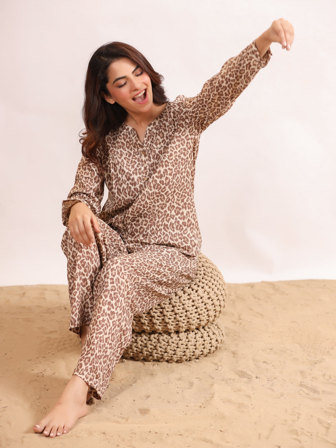 Panther print Viscose Night suits