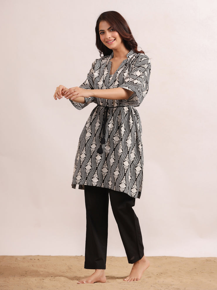 Printed Pure Cotton Kaftan With Pyjamas