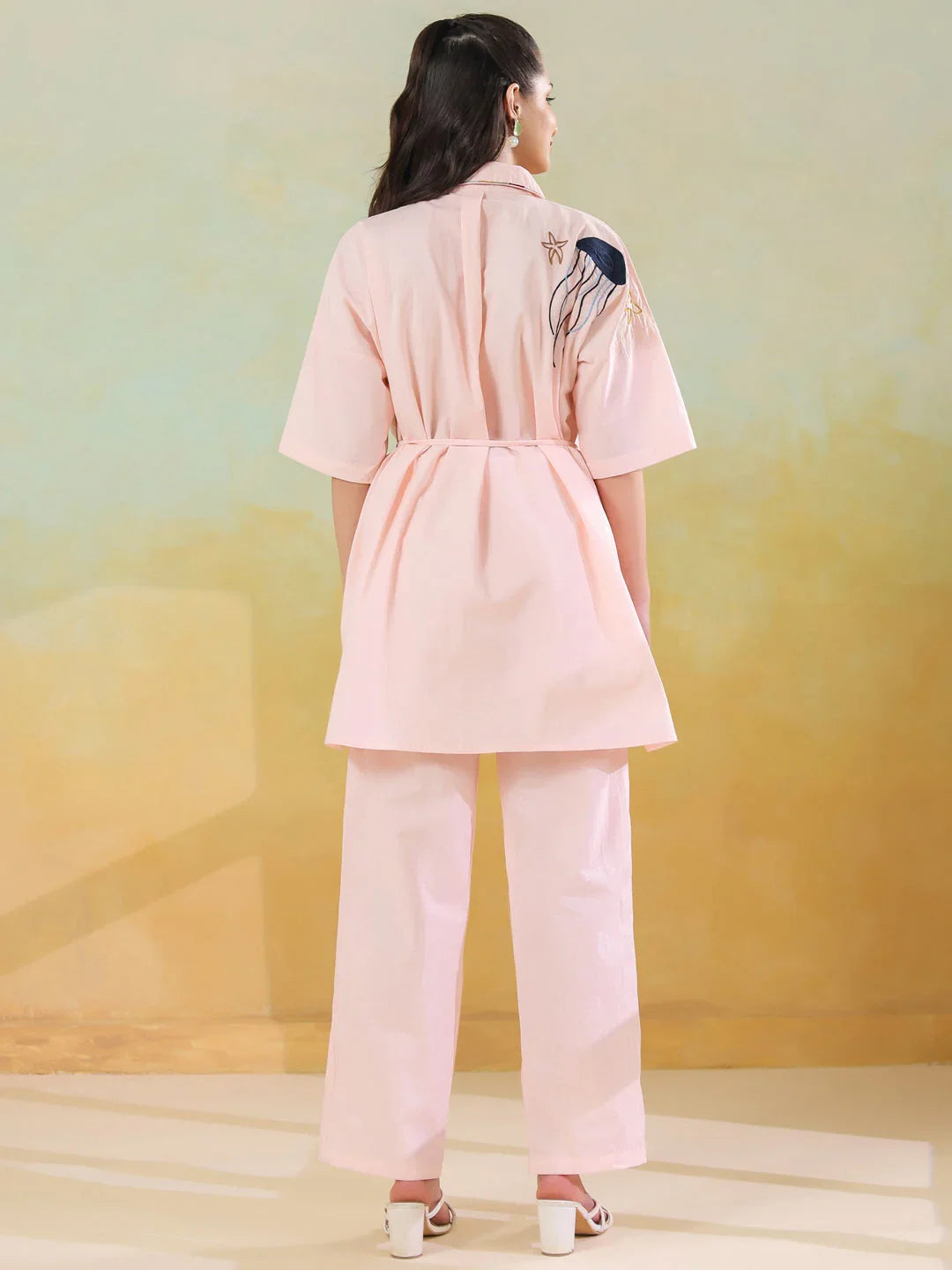 Peach Color Solid Co-ords Set for Women and Girls - SanskrutiHomes