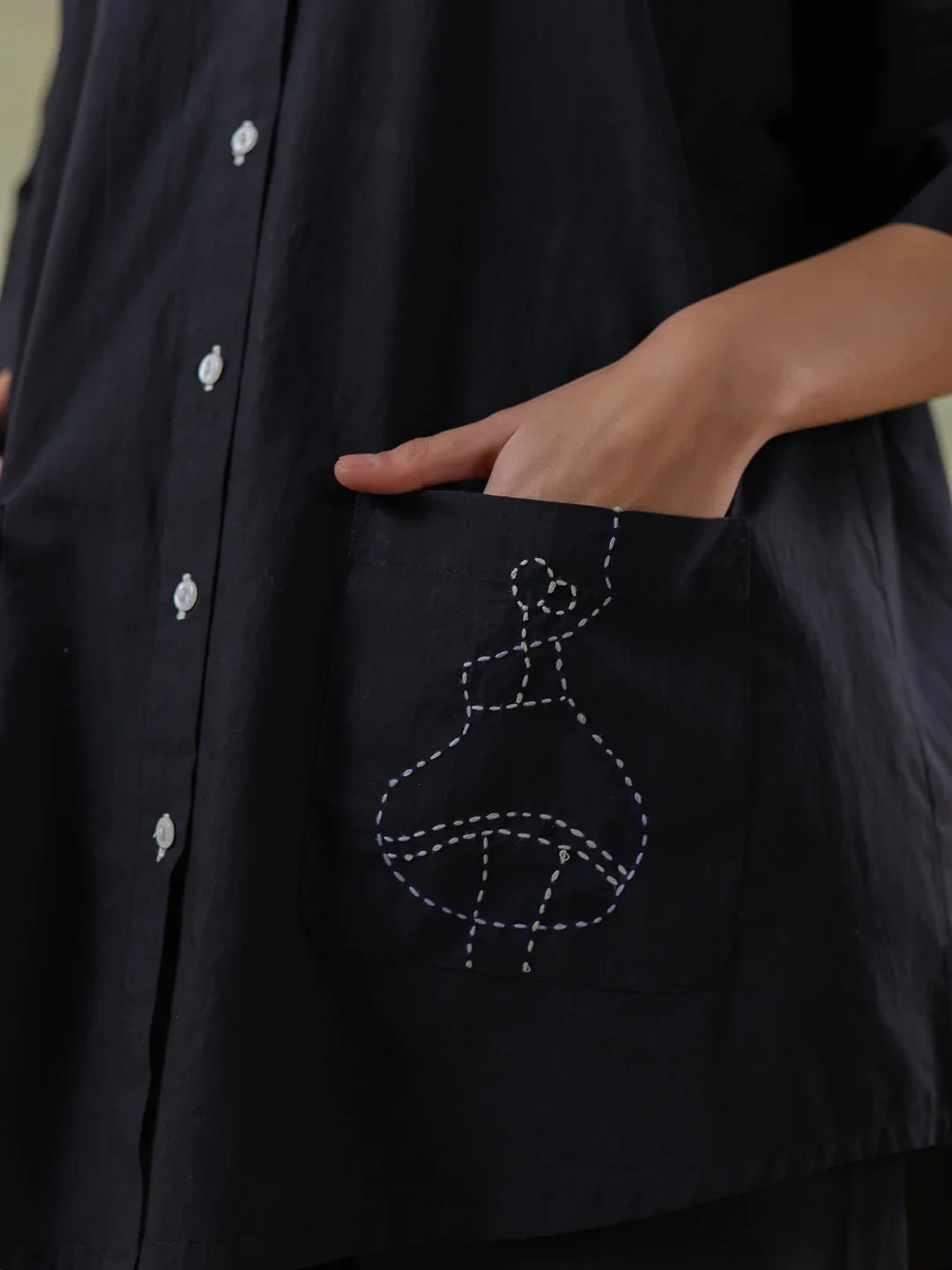 Black Color Shirt Collar Pure Cotton Co-ords Set for Women - SanskrutiHomes