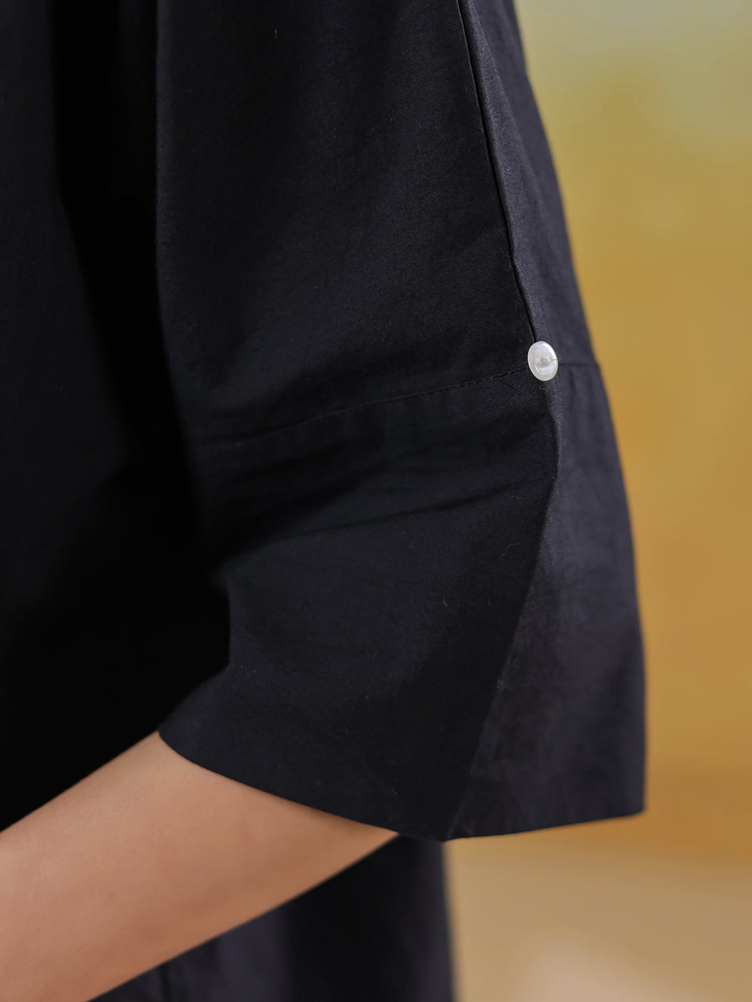 Black Color Shirt Collar Pure Cotton Co-ords Set for Women