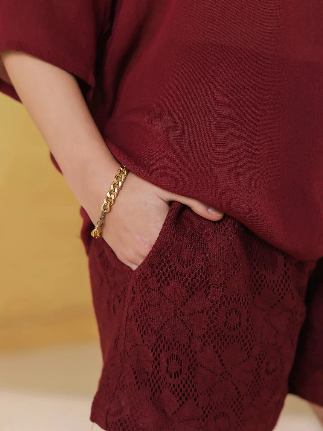 Maroon Solid Print Viscouse Rayon Co-Ords Set For Women
