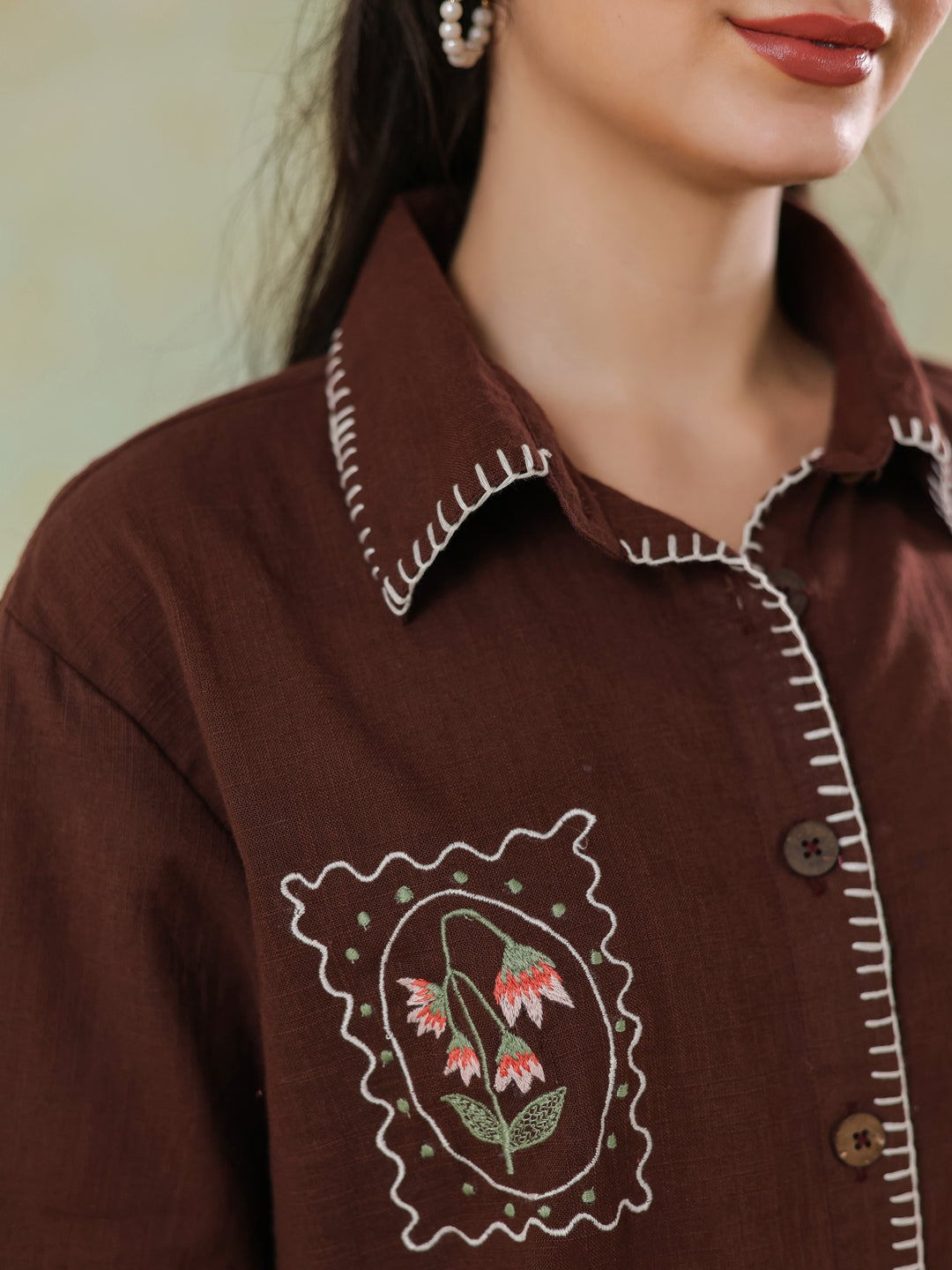 Brown Printed Cotton Co-ords Set for Women