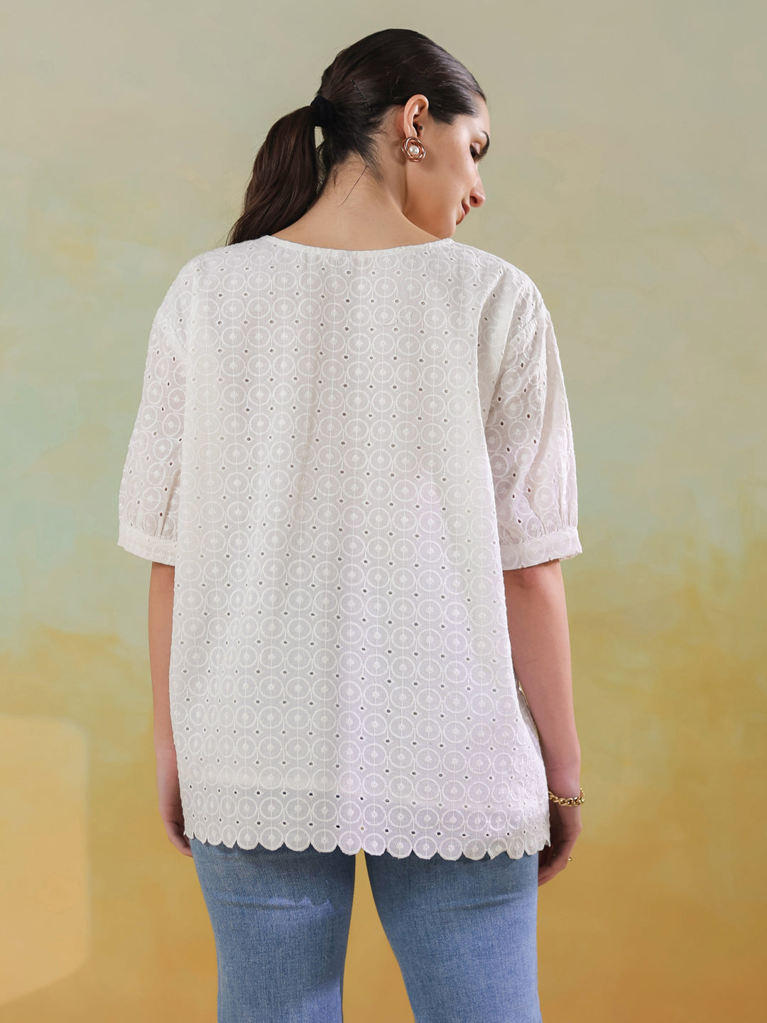 White Color Solid Top for Women