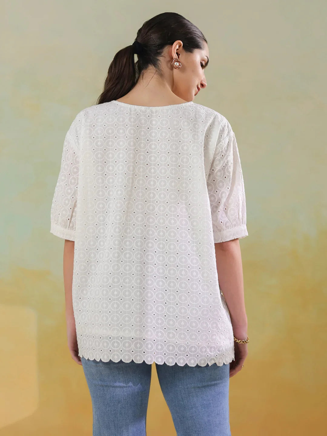 White Color Solid Top for Women - SanskrutiHomes