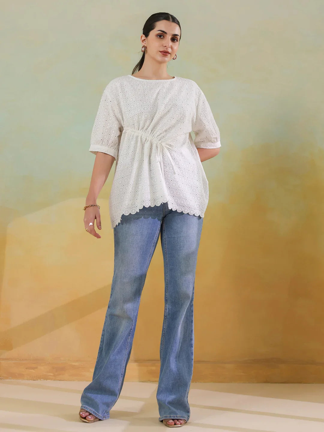 White Color Solid Top for Women - SanskrutiHomes