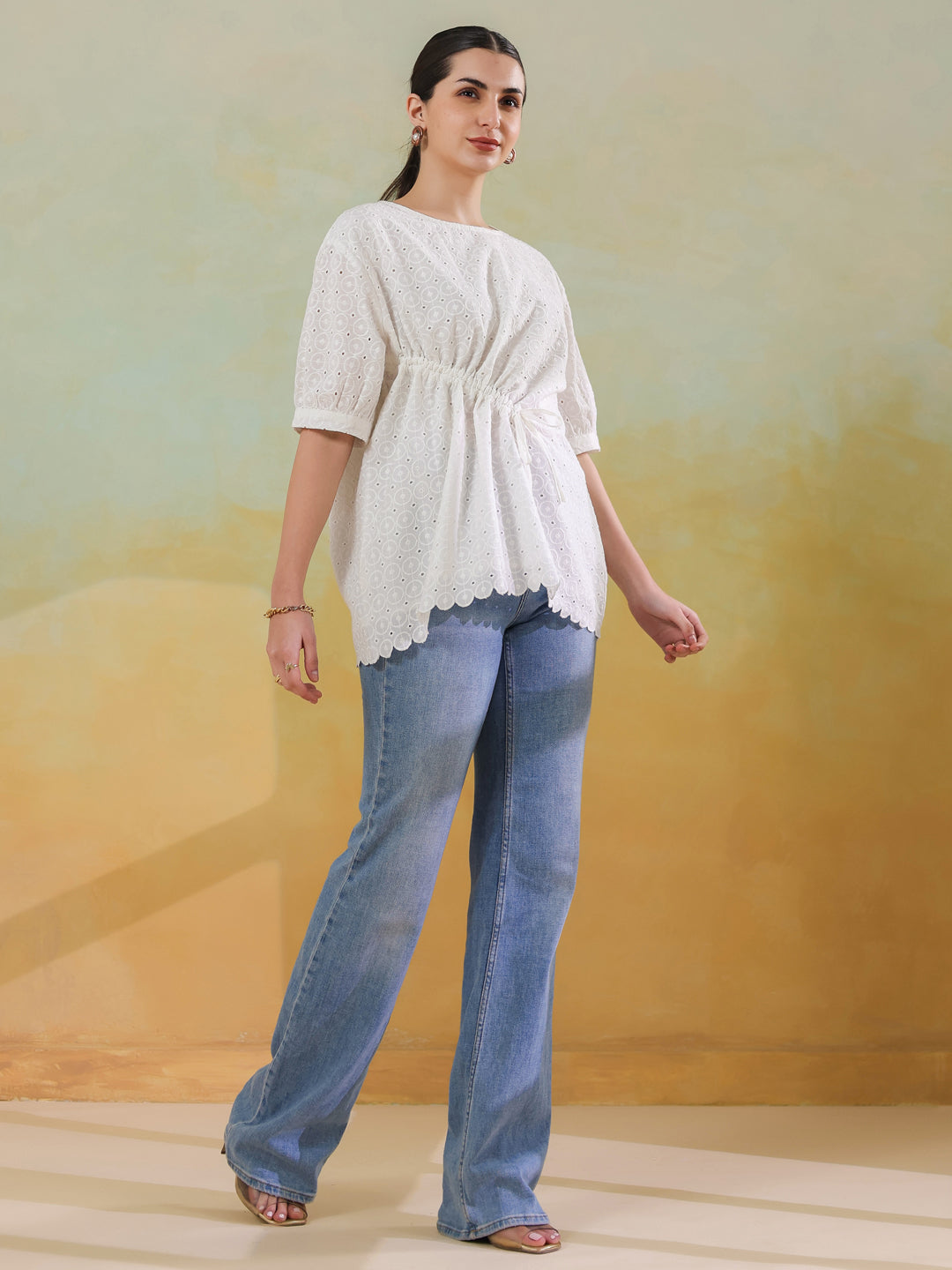 White Color Solid Top for Women