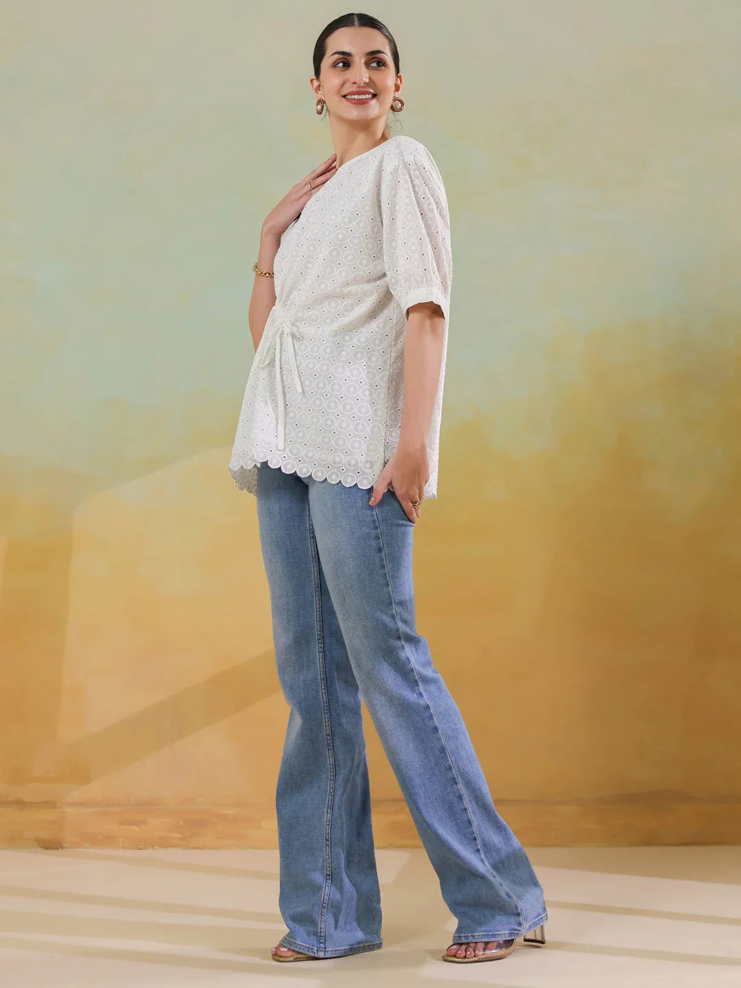 White Color Solid Top for Women - SanskrutiHomes