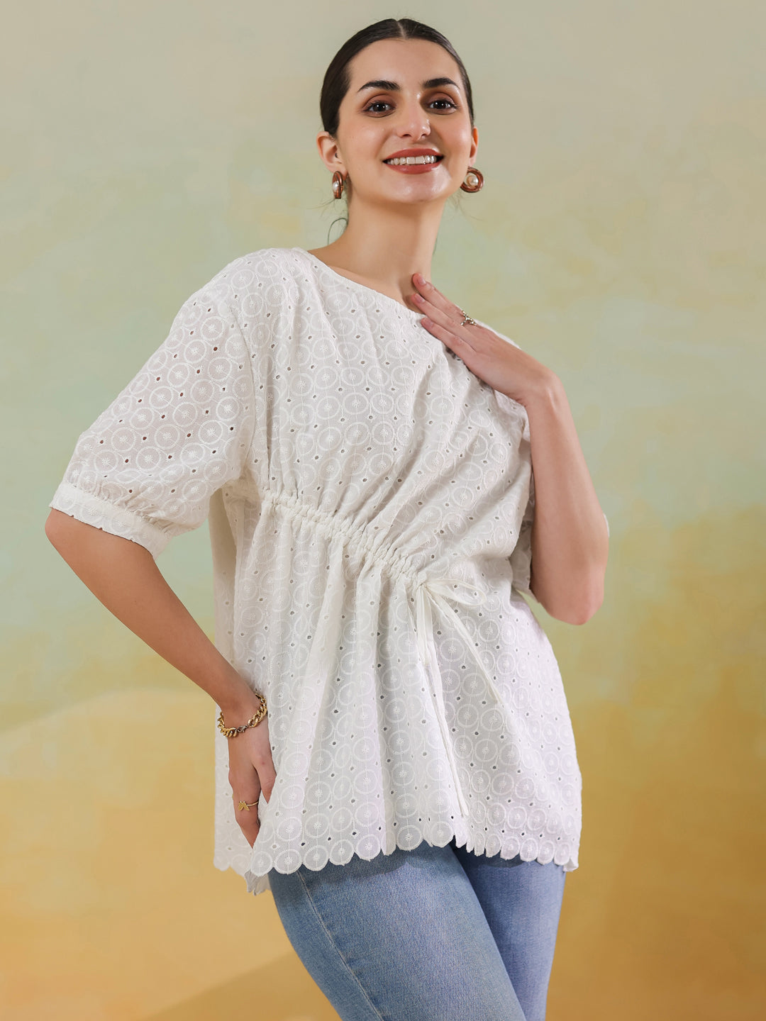 White Color Solid Top for Women