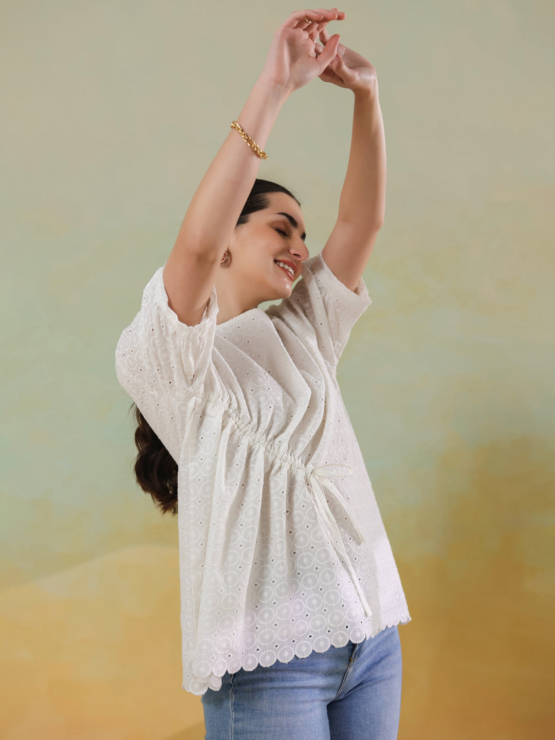 White Color Solid Top for Women