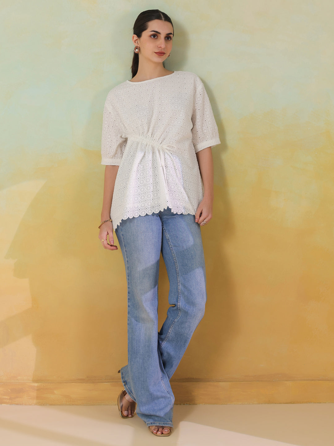 White Color Solid Top for Women