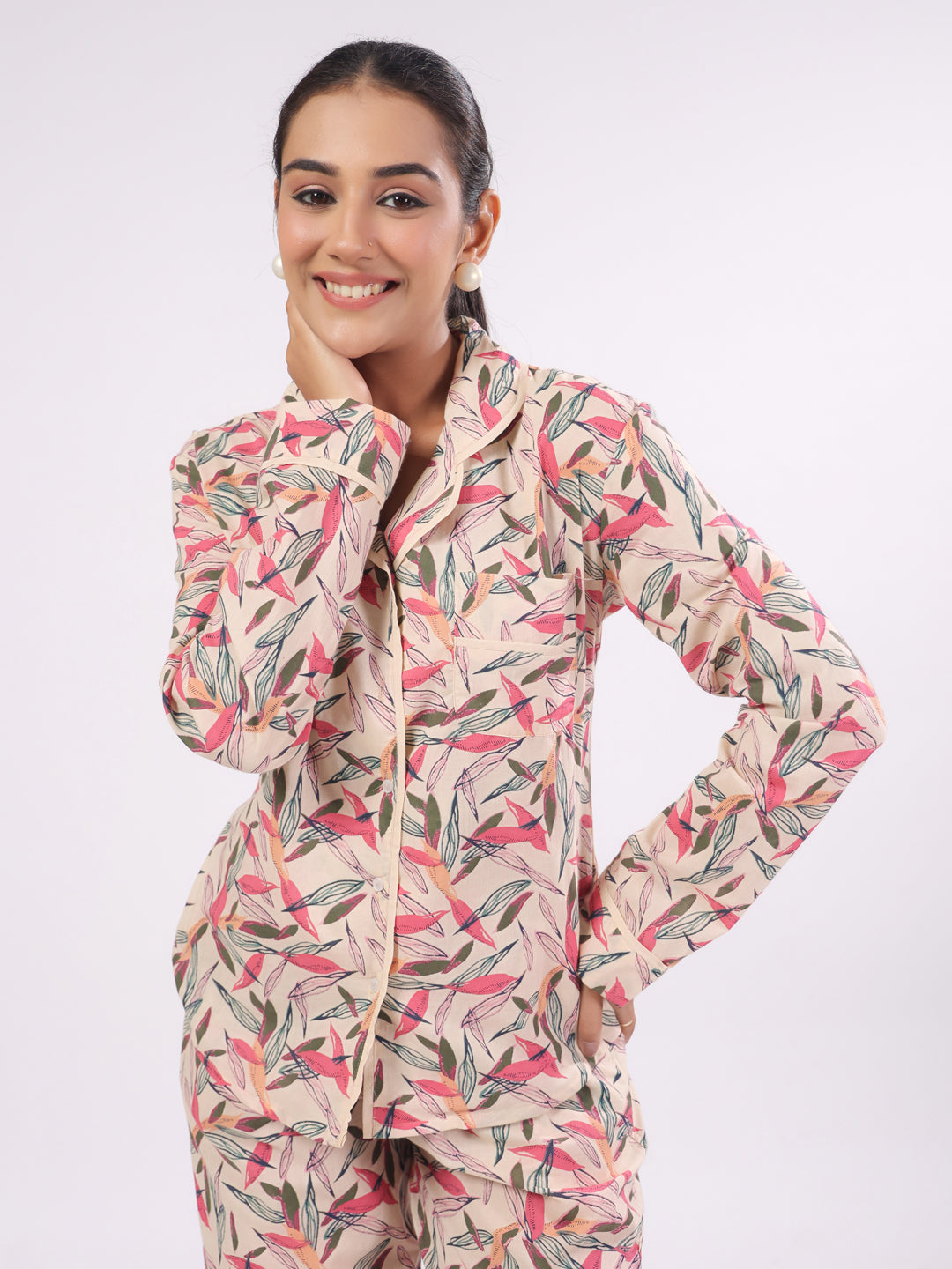 Cotton Flower Printed Night Suit Set