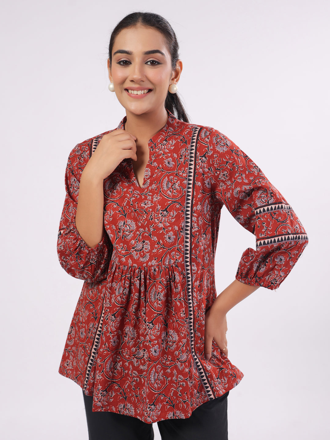 Cotton Floral Printed Night Suit With Pant