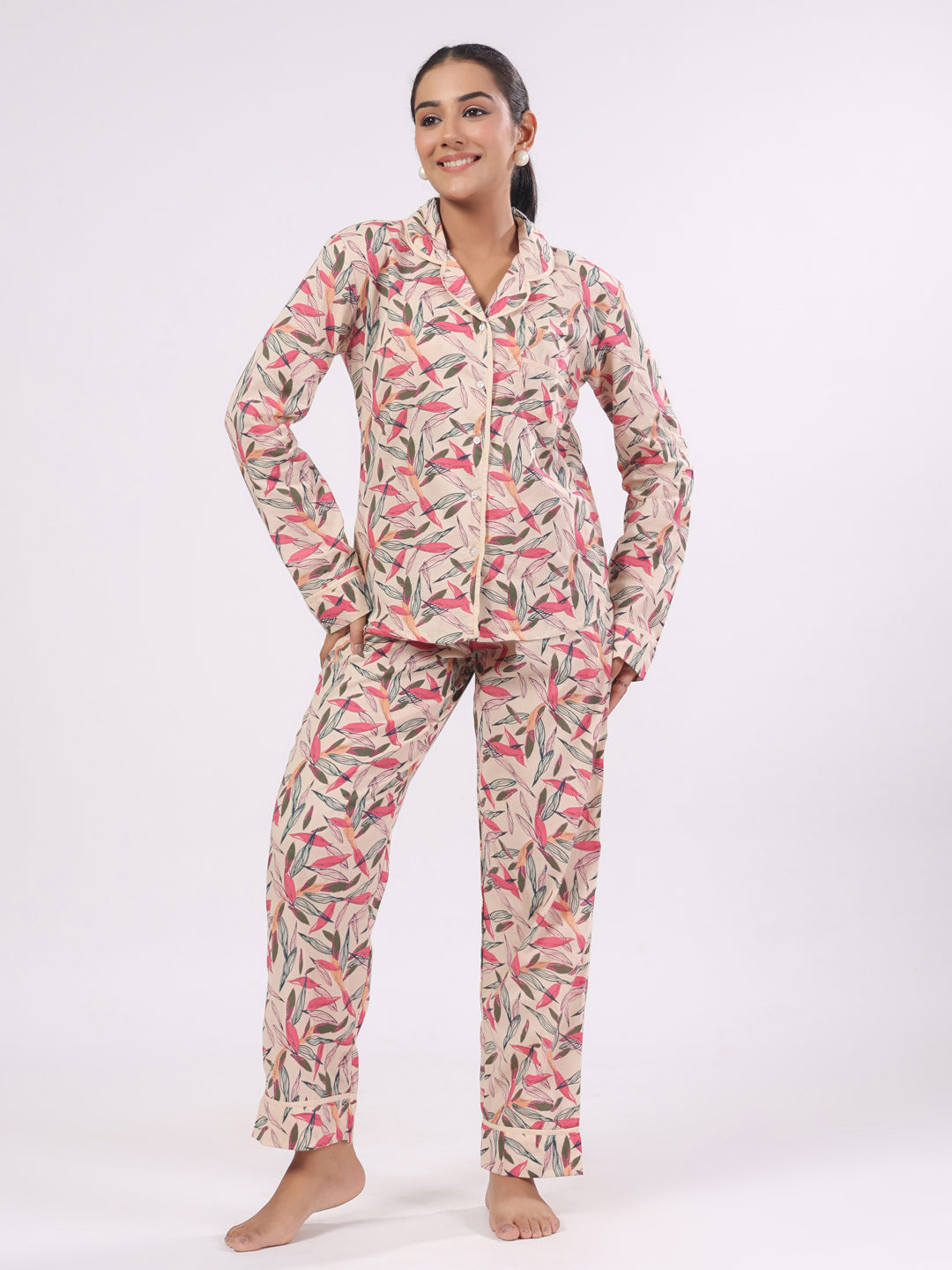 Cotton Flower Printed Night Suit Set