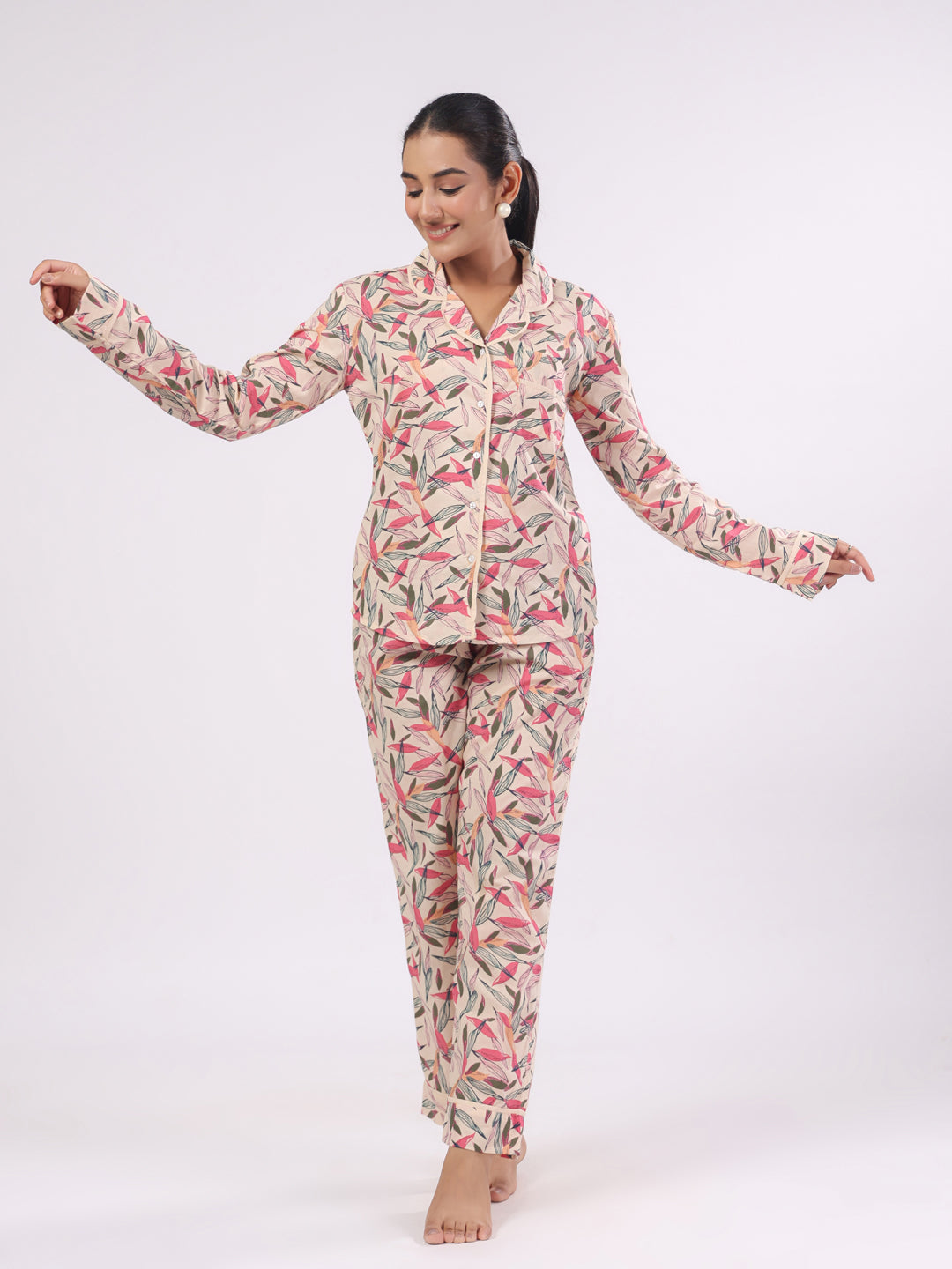 Cotton Flower Printed Night Suit Set